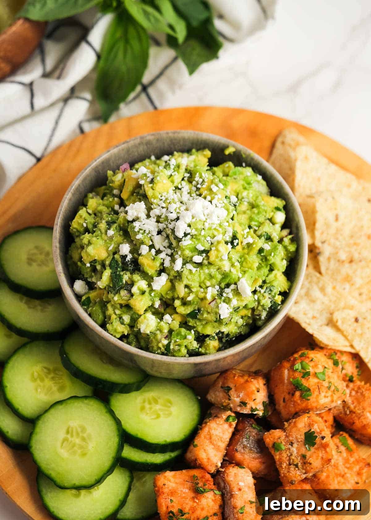 Creamy Avocado and Feta Dip Recipe for Parties and Snacks 7 avocado feta dip on a tray