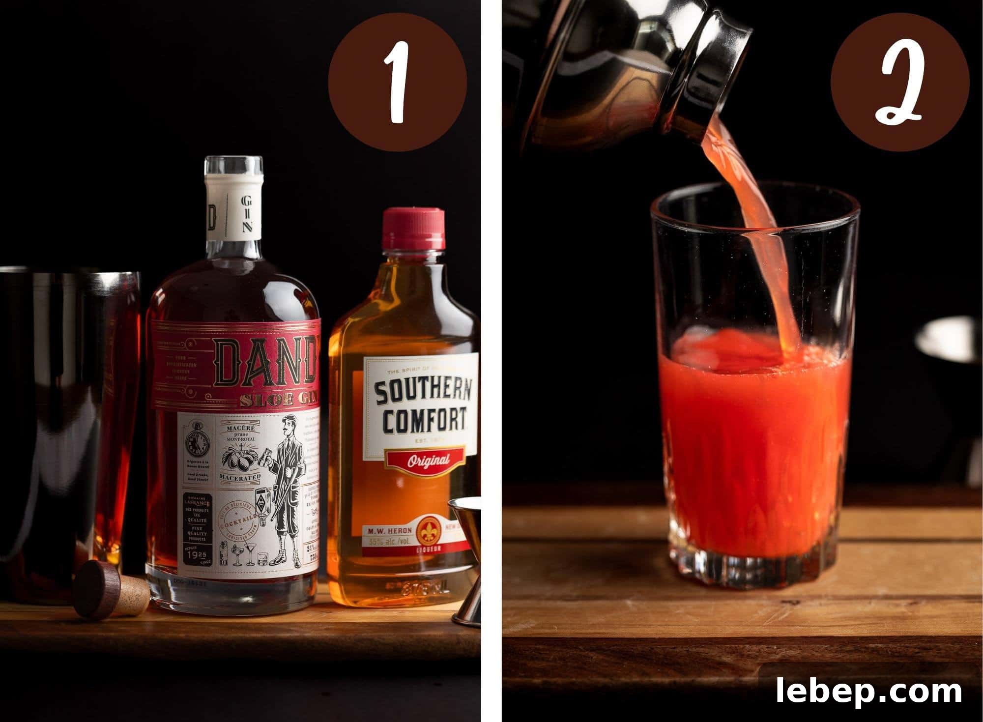 How to Make a Red Devil Cocktail: Recipe & Serving Tips 5 Process photos illustrating steps 1 and 2.