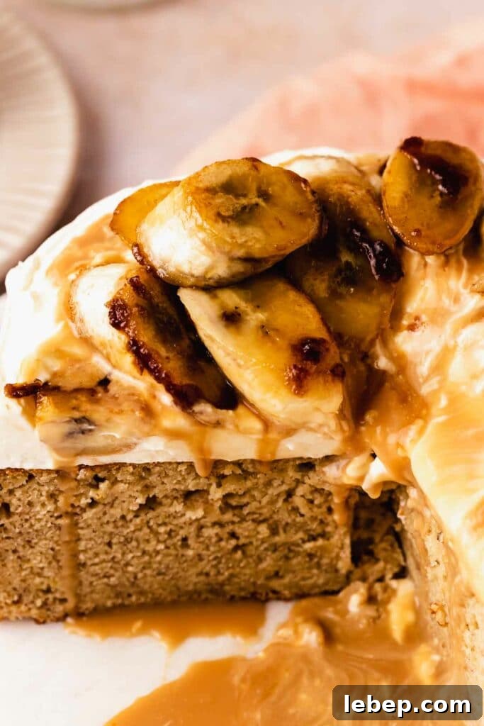 Decadent Banoffee Cake Recipe with Caramelized Bananas 5 banana cake topped with caramelized bananas