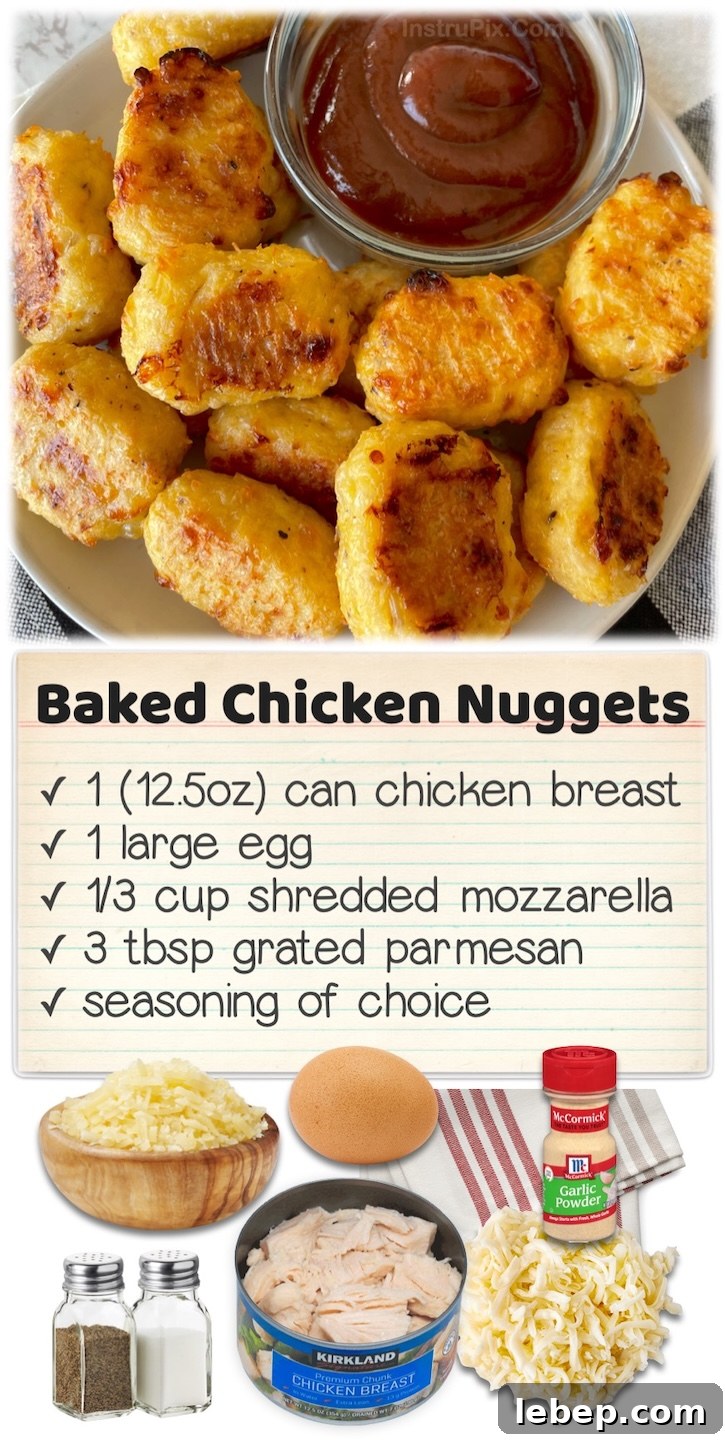 36 Family Dinner Ideas Kids and Picky Eaters Will Love 17 Baked Chicken Nuggets | This last minute dinner is a much healthier version of chicken nuggets and quick to make with common ingredients: canned chicken, egg, shredded cheese, parmesan and seasoning. Picky kids and adults love them!