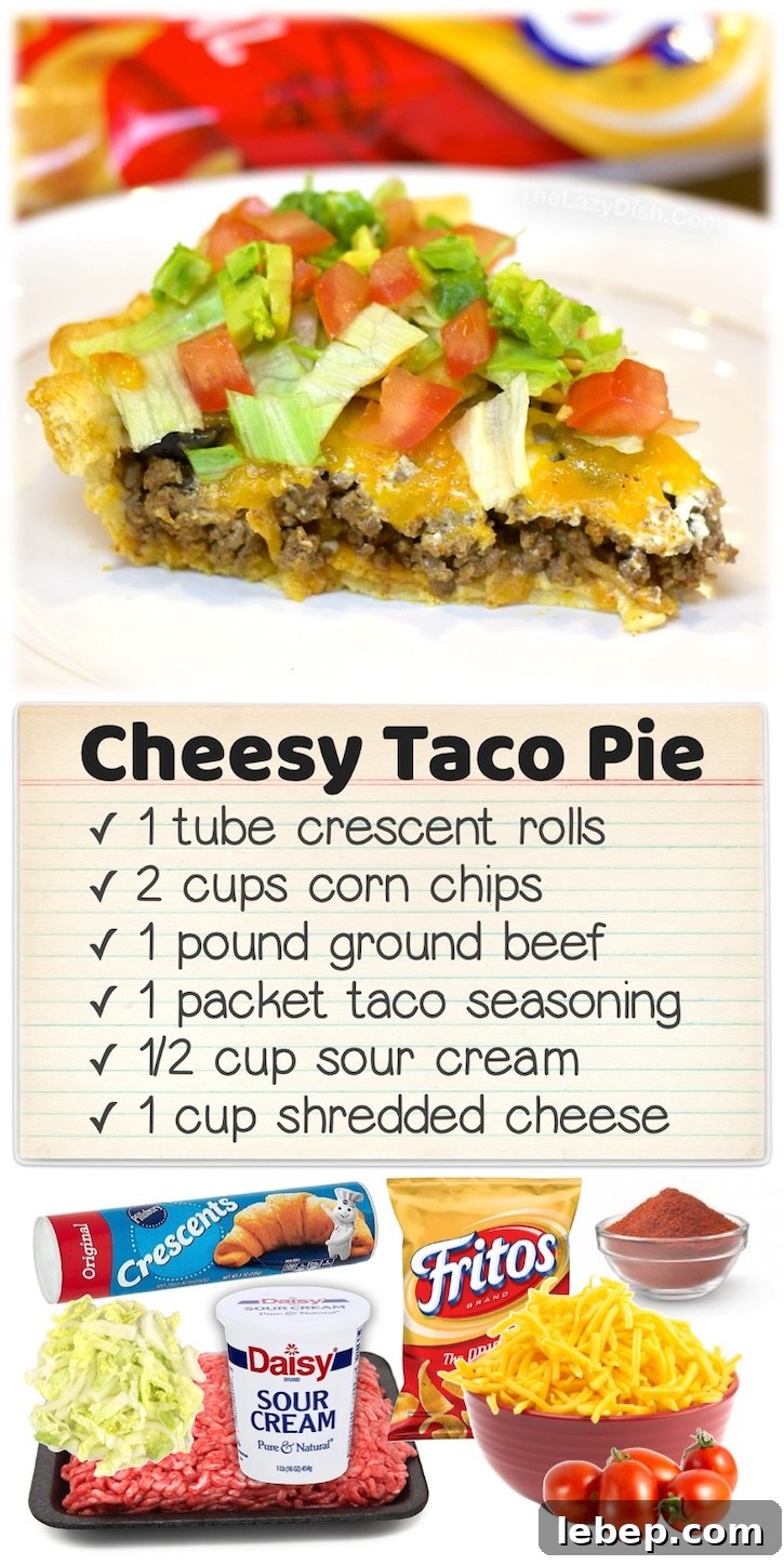 36 Family Dinner Ideas Kids and Picky Eaters Will Love 33 Cheesy Frito Taco Pie | This fun and unique dinner is the ultimate twist on tacos! Instead of tortillas, bake your favorite taco ingredients in a Pillsbury Crescent Dough Crust for a change. It's yummy, easy to make, and definitely kid approved!