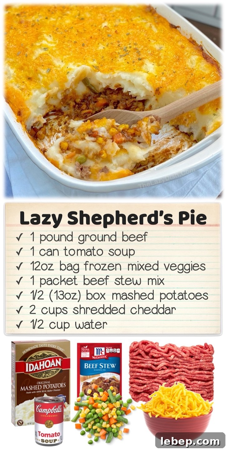 36 Family Dinner Ideas Kids and Picky Eaters Will Love 37 Lazy Shepherd's Pie | This classic dinner has been made easier to make thanks to a packet of beef stew mix and a can of tomato soup. The layers of ground beef, veggies, mashed potatoes and cheddar cheese are insanely delicious! My picky family loves this easy to make dinner casserole, especially on fall and winter nights.