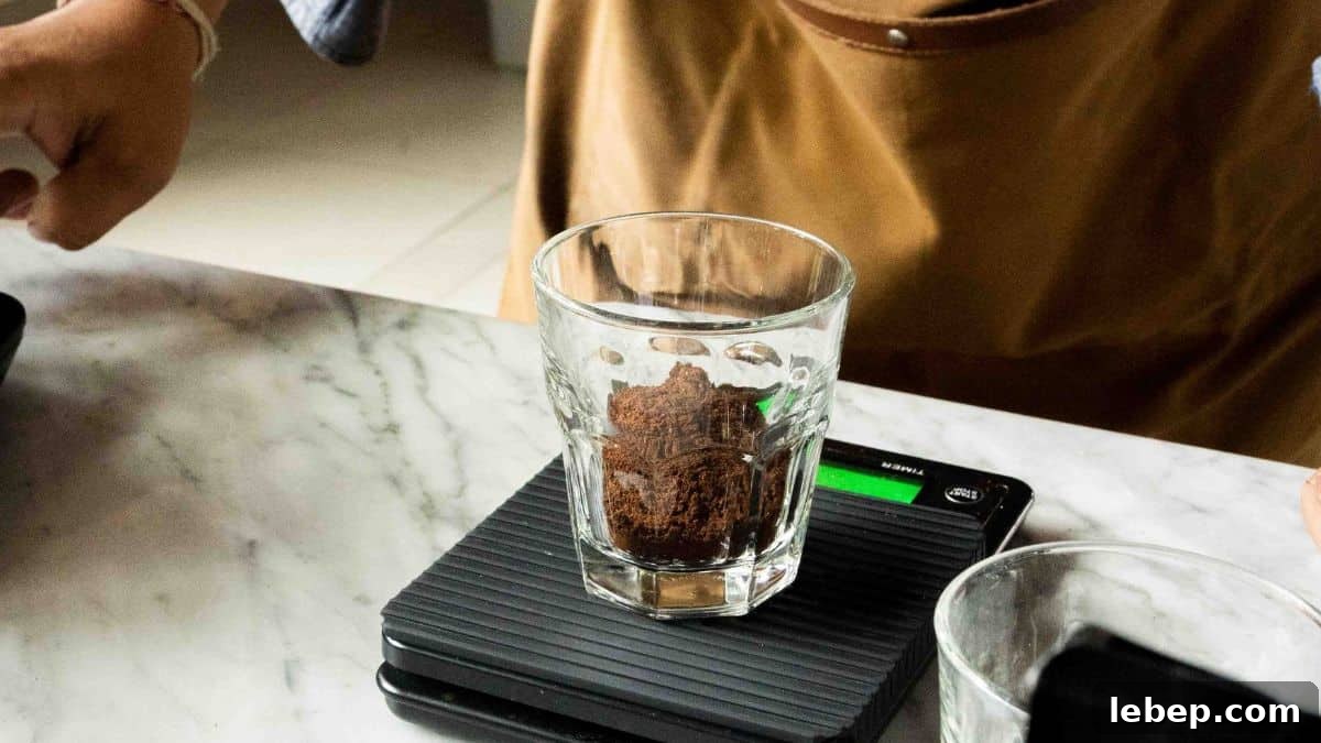 Cooking Measurement Guide: Key Conversions for Accurate Results 5 Weighing ground coffee on a digital kitchen scale.