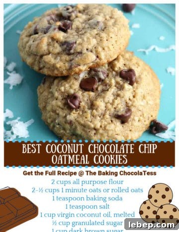 Best Coconut Chocolate Chip Oatmeal Cookies