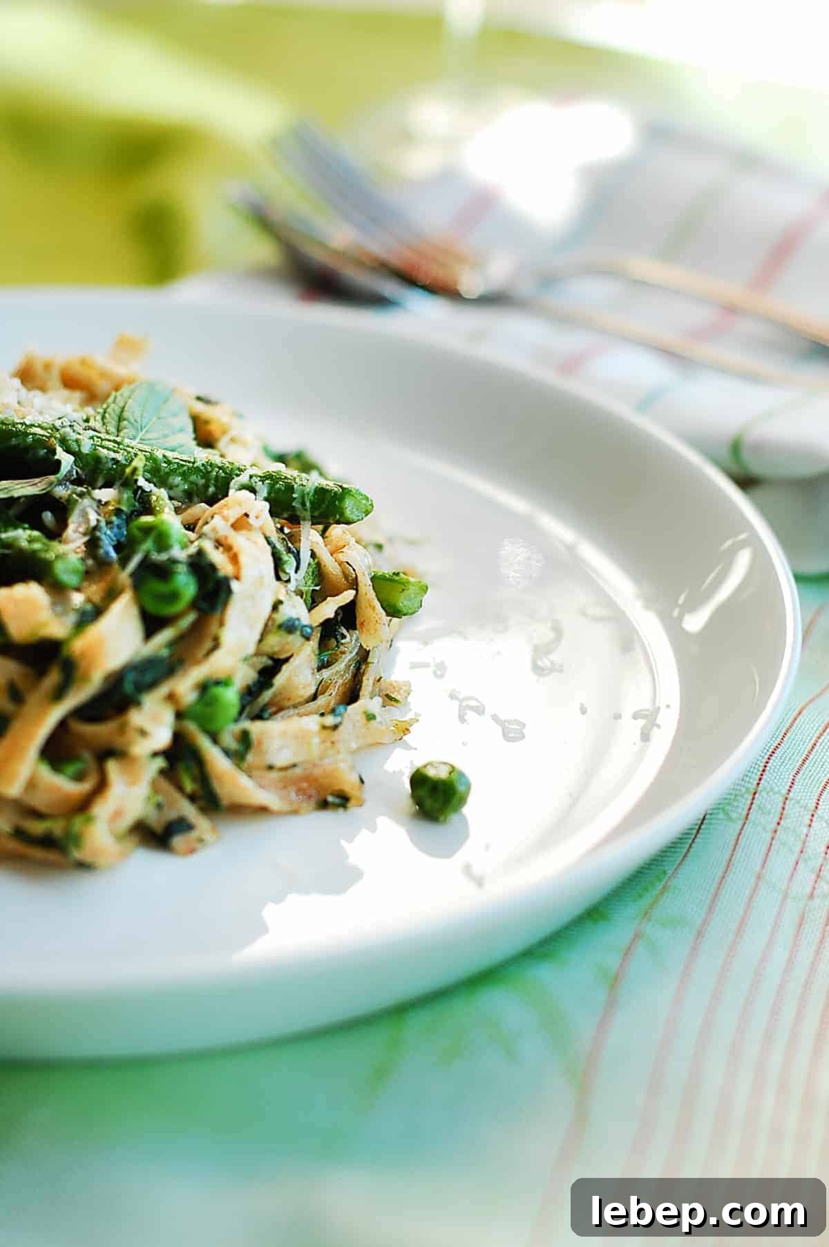 pasta served with greens