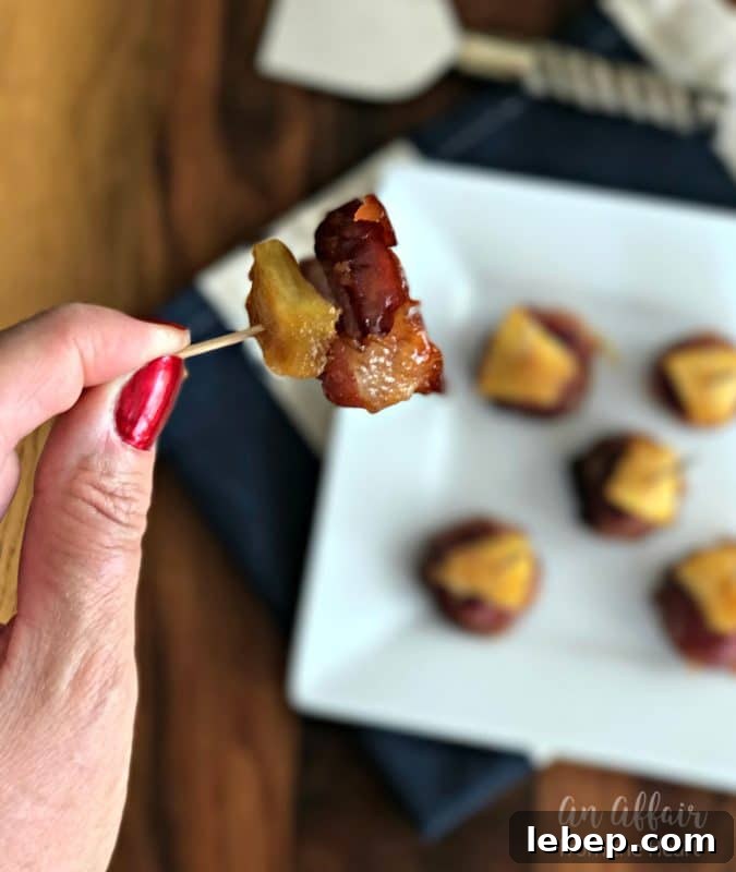 Aloha Bacon-Wrapped Pineapple Sausage Bites 2 Aloha Bacon Wrapped Sausage Bites