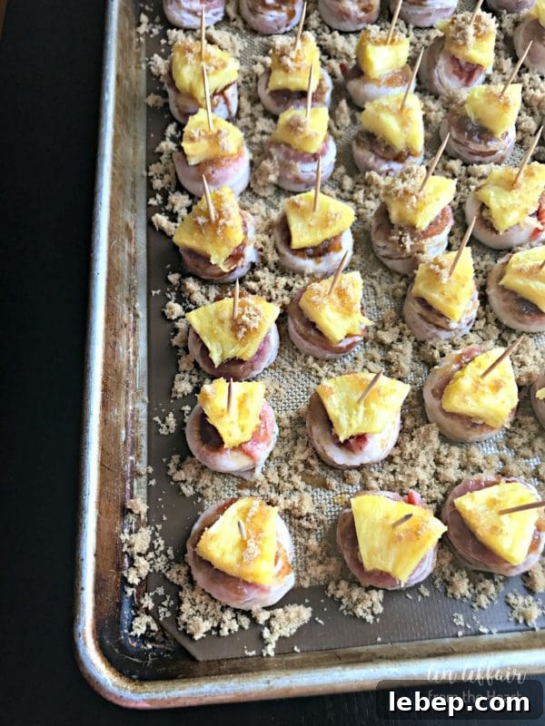 Aloha Bacon-Wrapped Pineapple Sausage Bites 11 Aloha Bacon Wrapped Sausage Bites