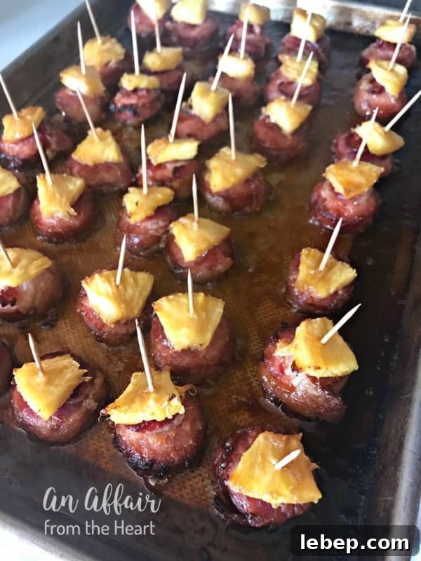 Aloha Bacon-Wrapped Pineapple Sausage Bites 12 Aloha Bacon Wrapped Sausage Bites