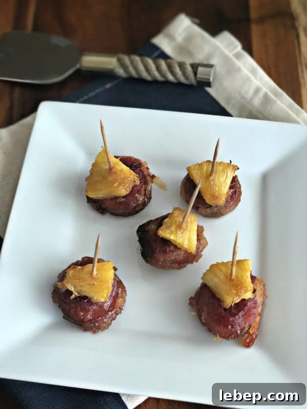 Aloha Bacon-Wrapped Pineapple Sausage Bites 5 Aloha Bacon Wrapped Sausage Bites
