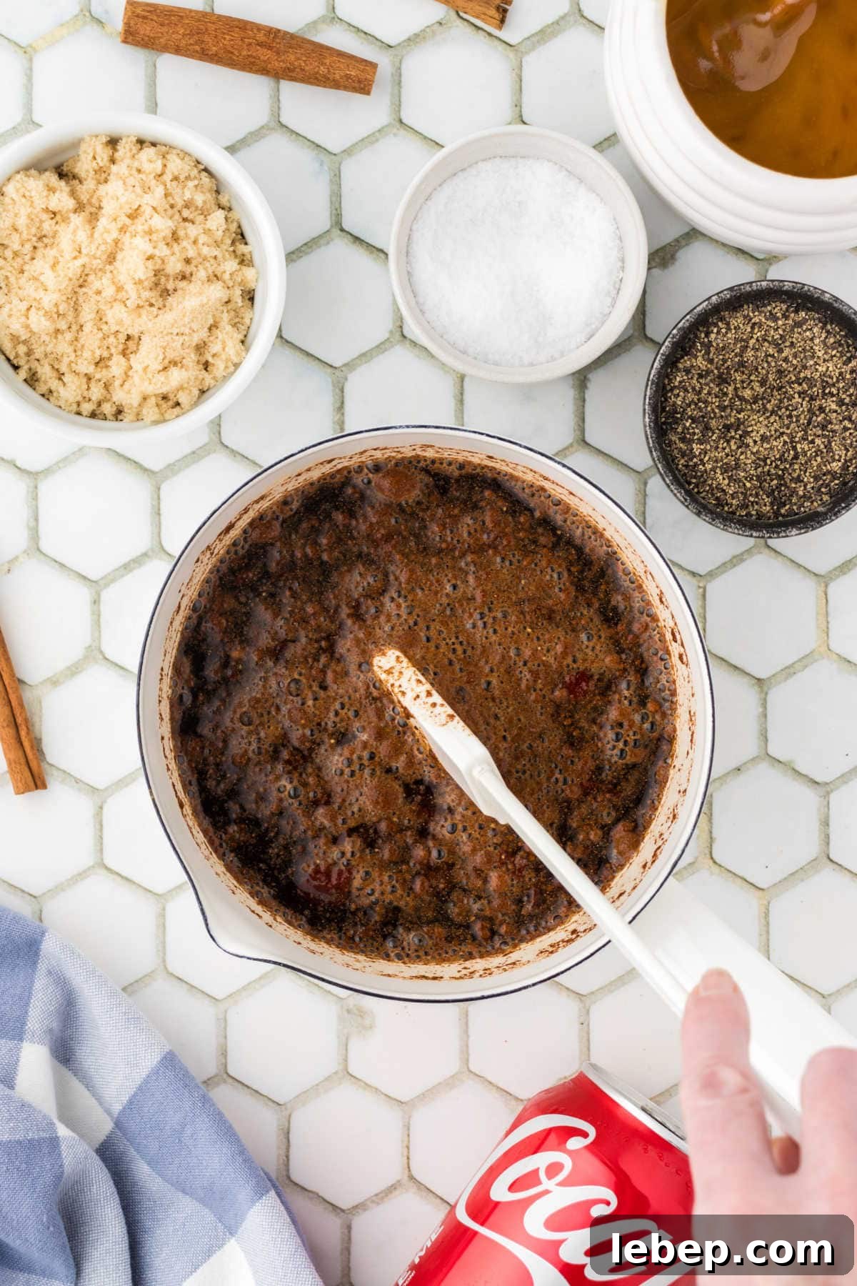 Glaze ingredients being mixed together.