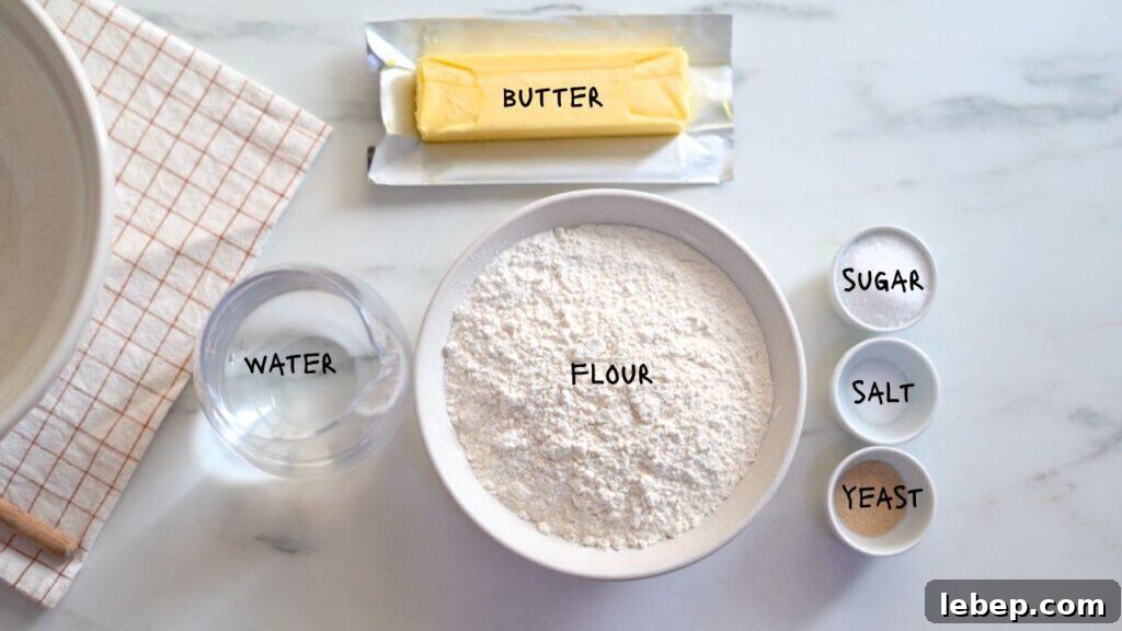 ingredients for making shortcut croissants