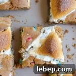 Gooey Roasted Marshmallow M&M Cookie Bars