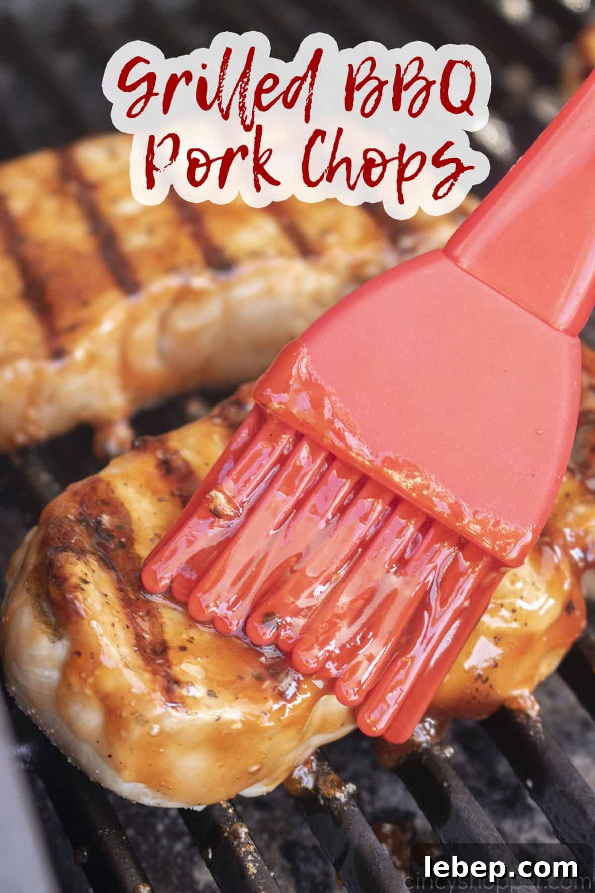 Text on image Grilled BBQ Pork Chops.