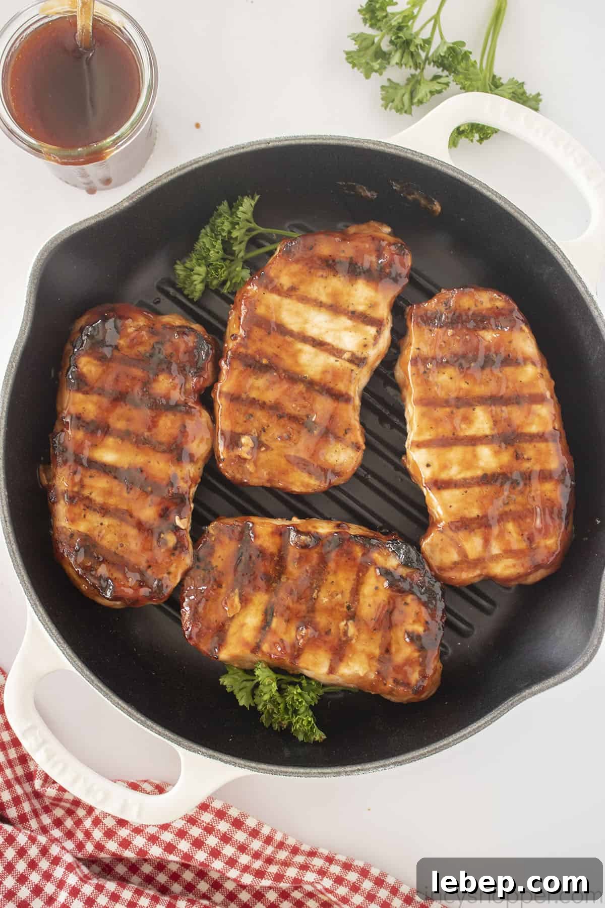 Barbecued Pork Chops in a pan.