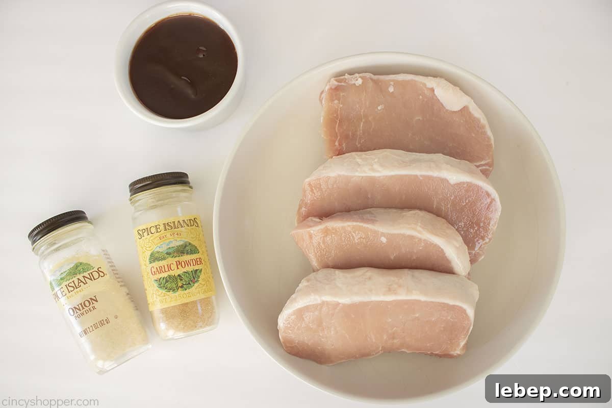Ingredients for grilled BBQ Pork Chops
