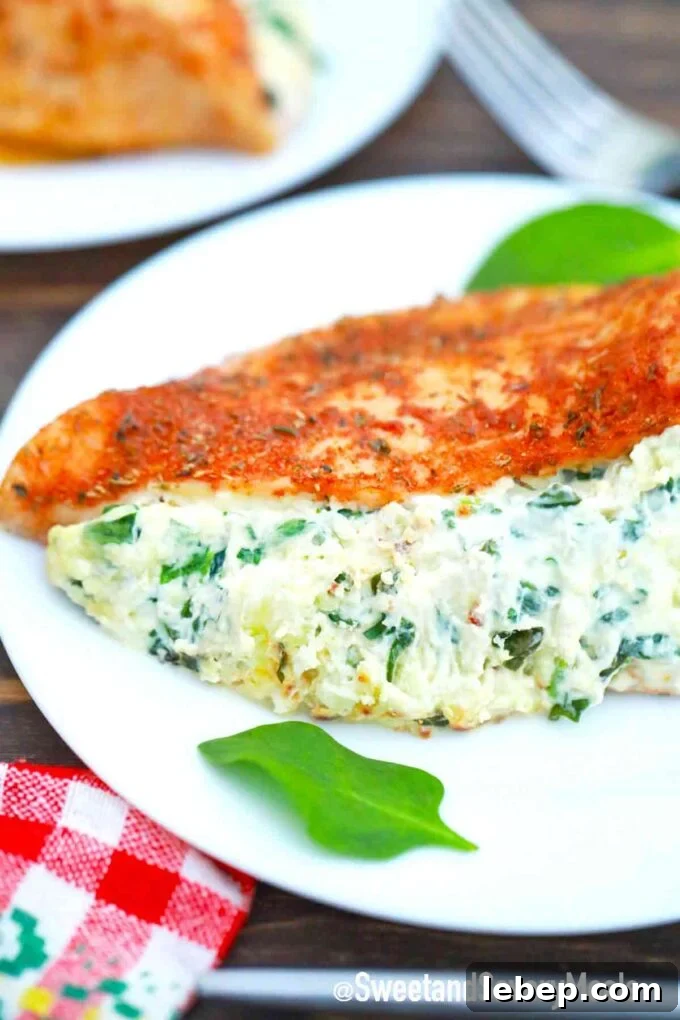 air fried stuffed chicken breast with a creamy spinach filling