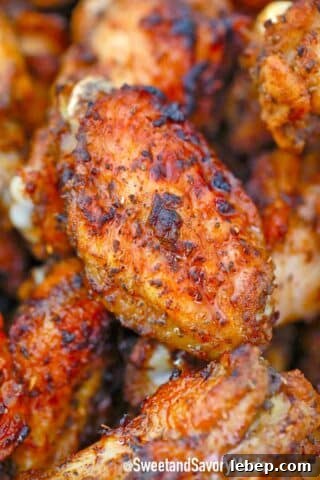 browned and crispy air fryer jerk chicken wings