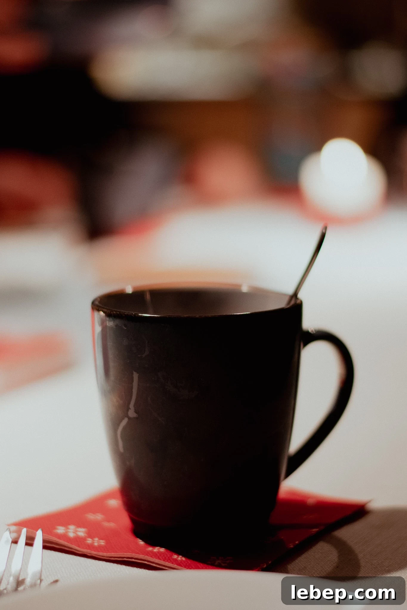 Mulled wine in a mug.