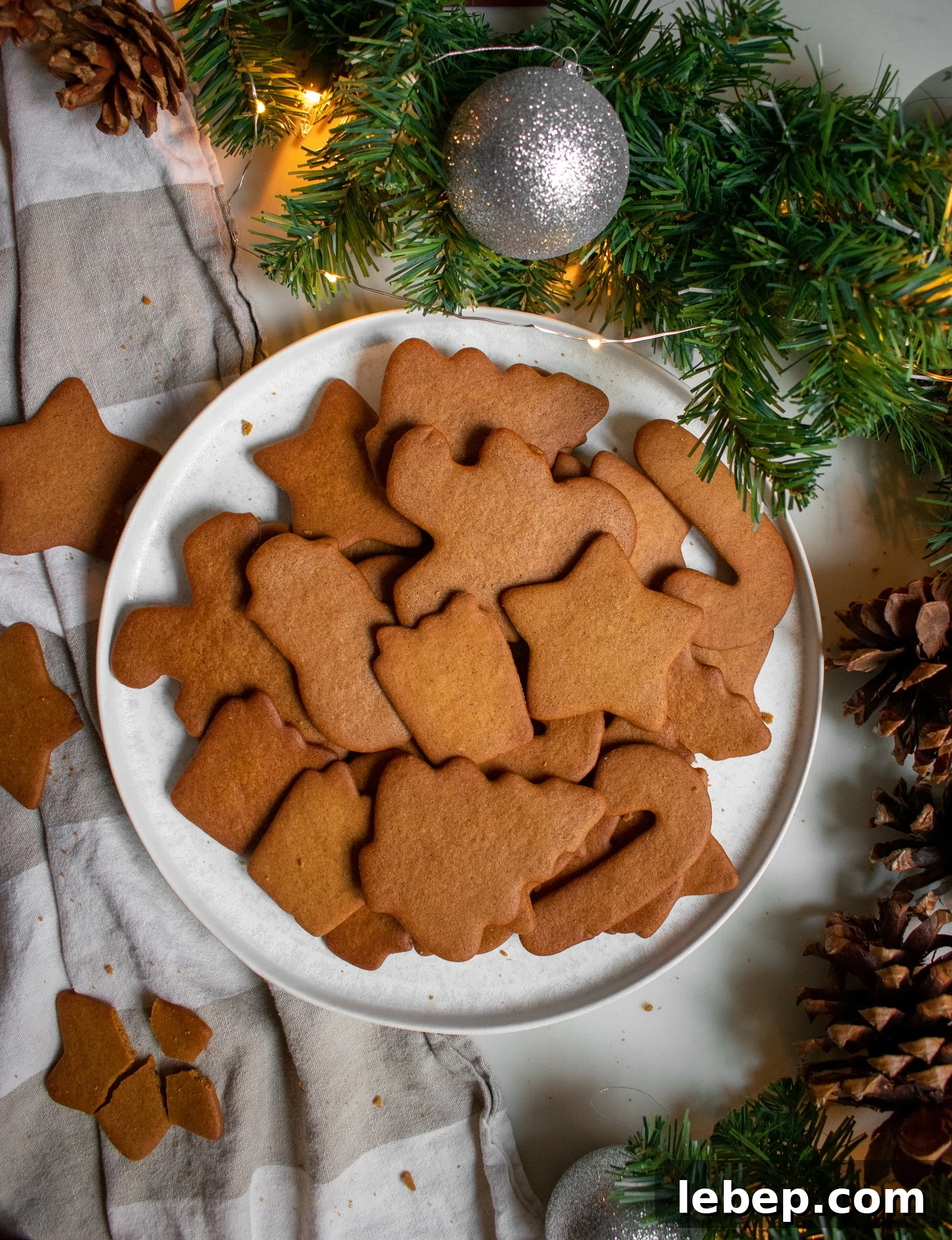 Danish gingerbread cookies on a plate.