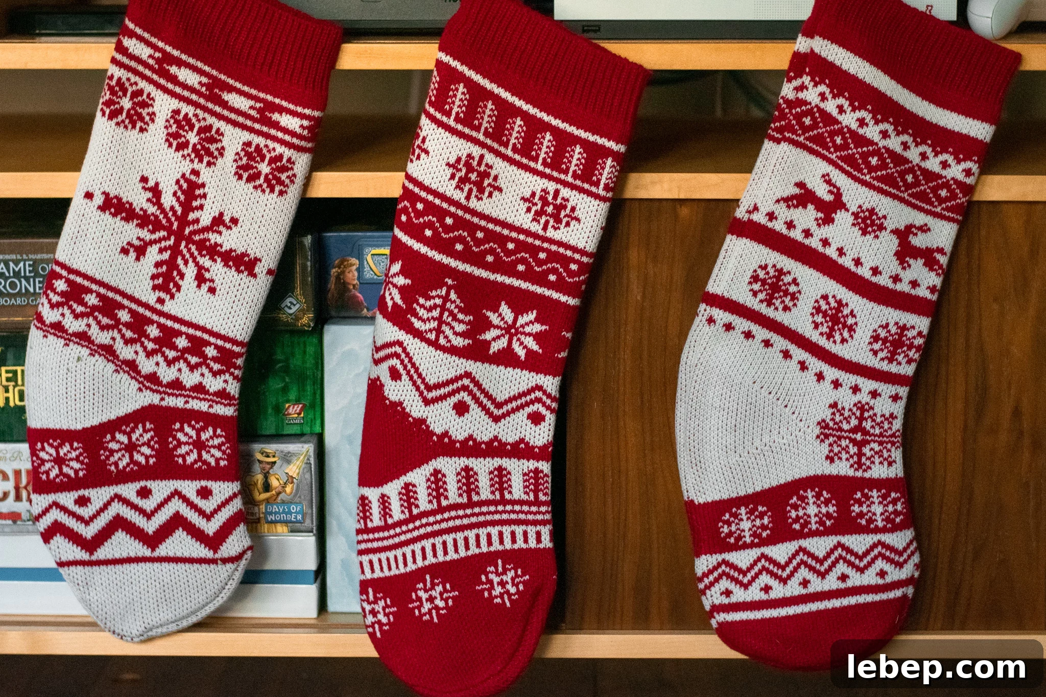 Stockings hanging up.