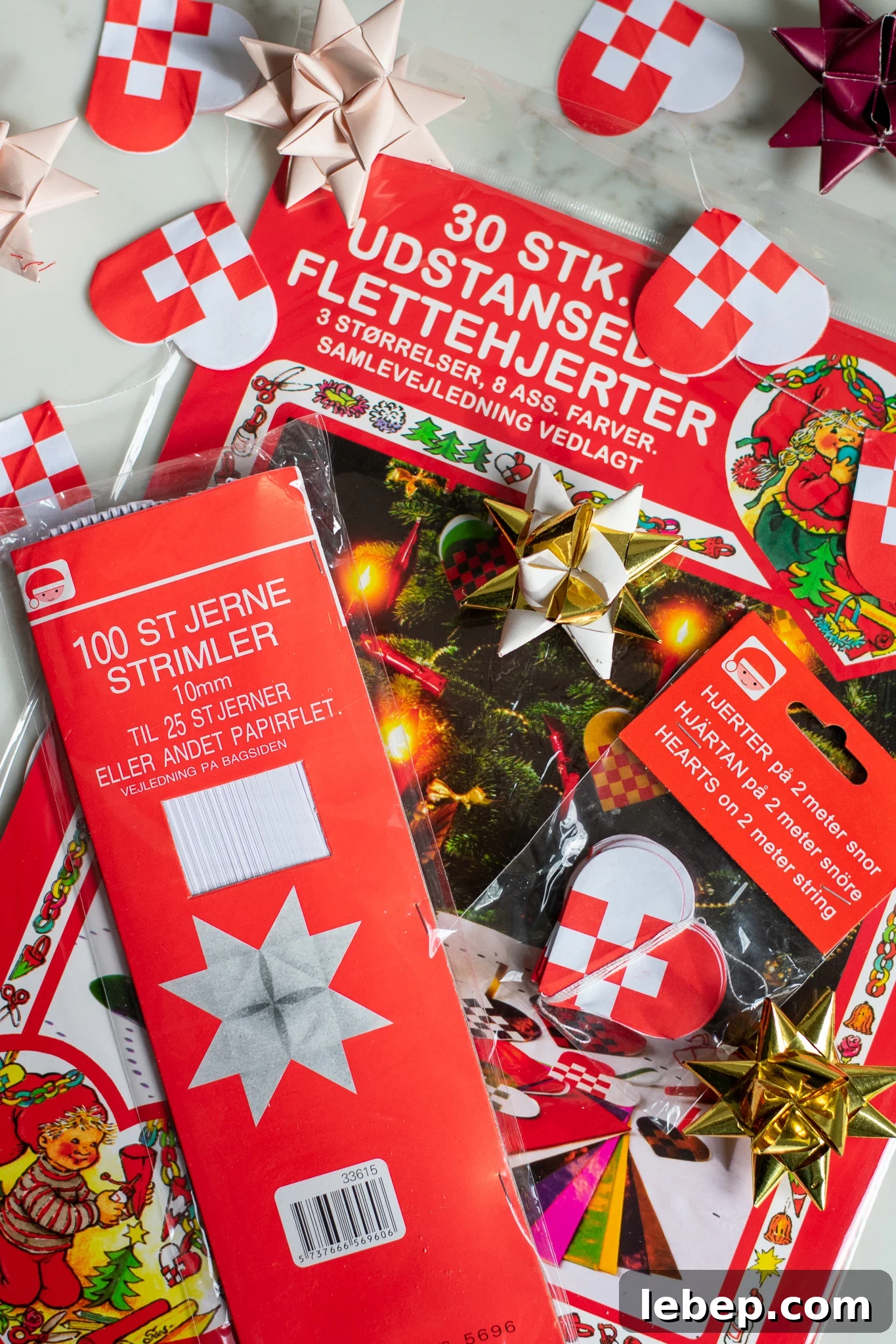 Christmas crafting supplies.